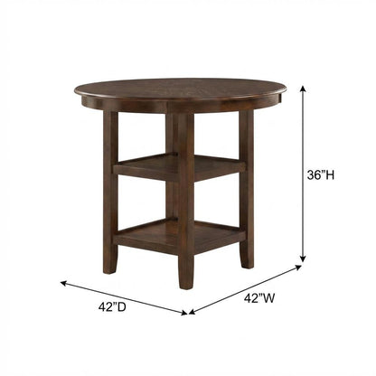 Farmhouse 5 Piece Dining Table Set, Round Kitchen Table,Chairs for 4 in Brown