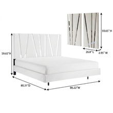 Solid Wood King Bed Set with Nightstands, Glam Modern Bedroom Furniture, White