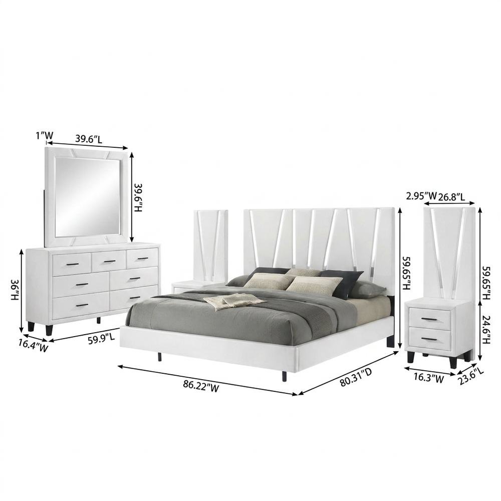 Solid Wood King Bedroom Furniture Set with Mirror, Dresser and Nightstands