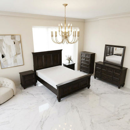 Wood Queen Bedroom Furniture Set with Dresser, Mirror, Chest, Nightstands