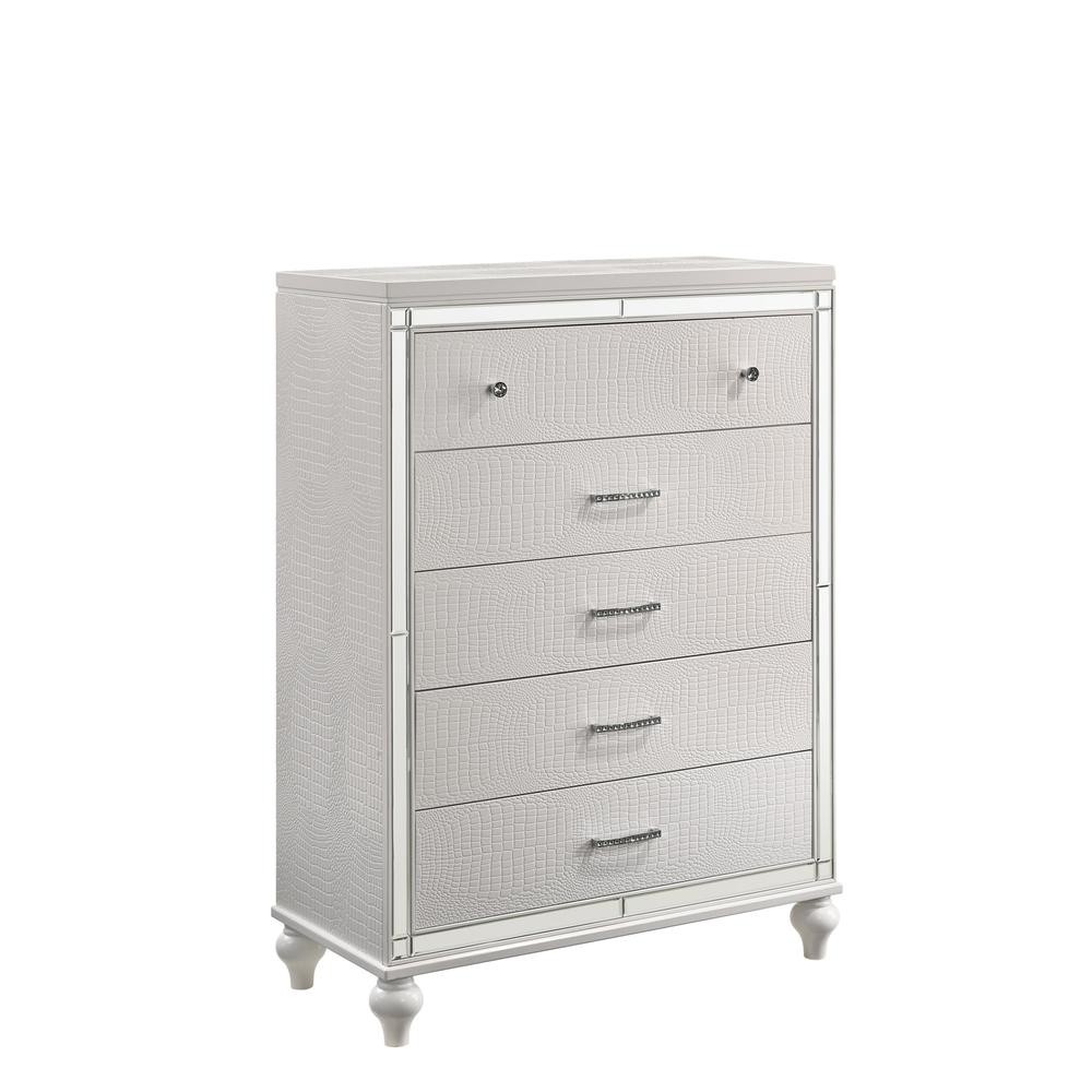 Furniture Valentine 6-Piece Solid Wood King Bedroom Set in White