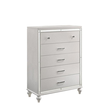Furniture Valentine 6-Piece Solid Wood King Bedroom Set in White