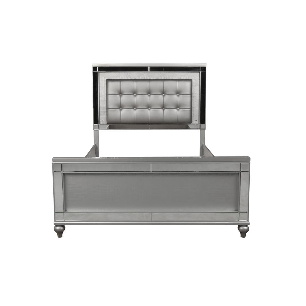 Valentine Furniture 5-Piece Solid Wood King Bedroom Set in Silver