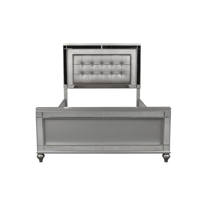 Valentine Furniture 5-Piece Solid Wood King Bedroom Set in Silver