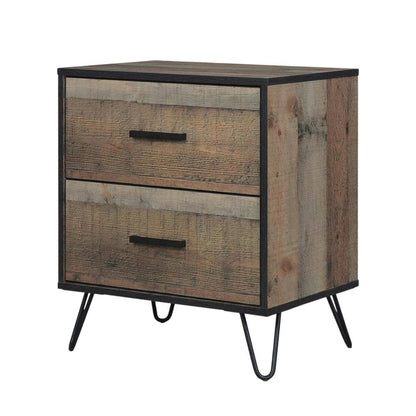 Rustic Nightstand with Black Legs and Full Extension Drawer Glide