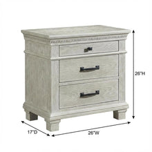 Gray Wood Nightstand with 3 Drawers and Modern Design for Bedroom Storage