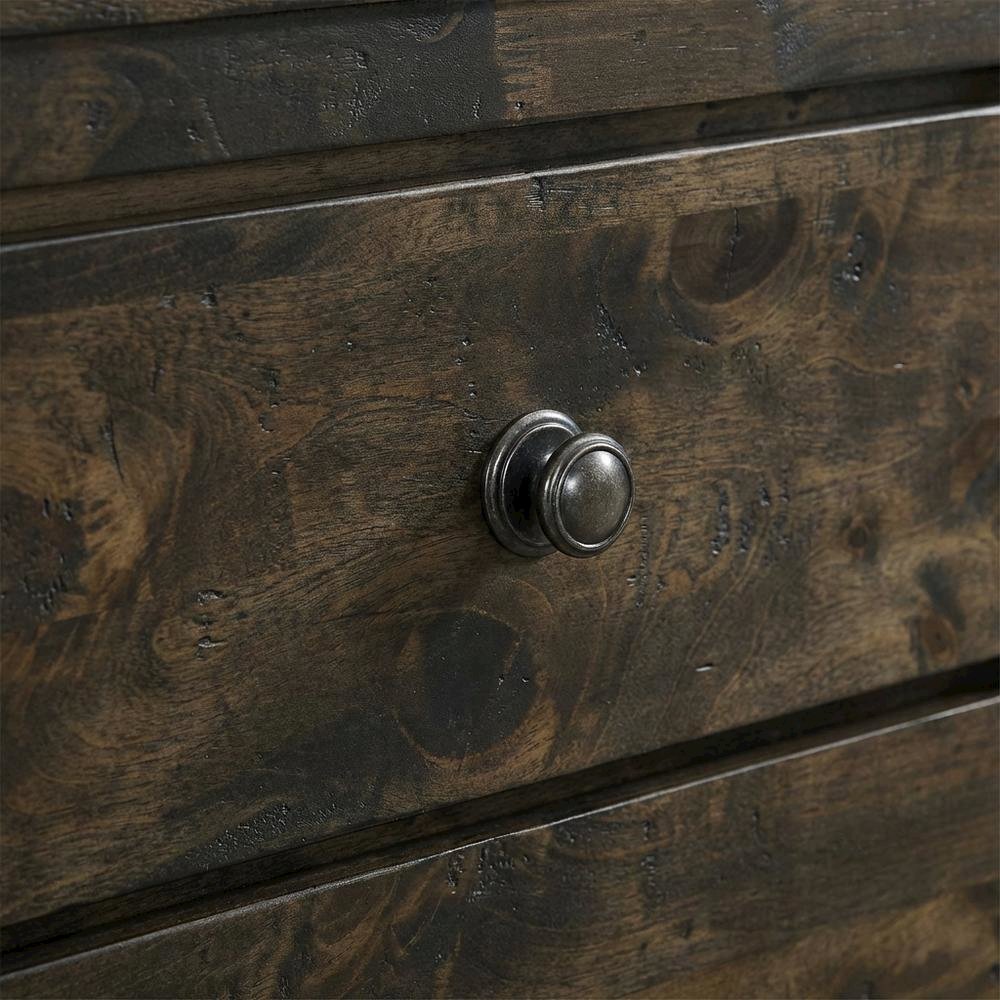 Rustic Gray Solid Wood Nightstand with Classic Design for Bedroom