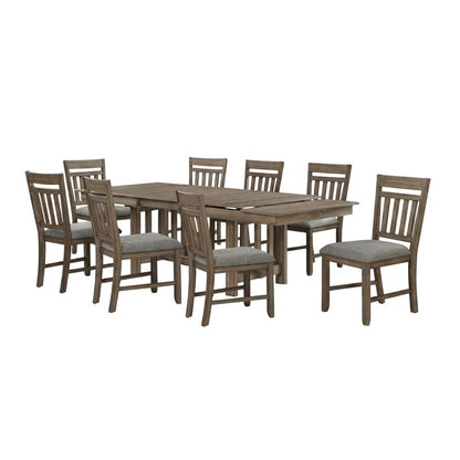 Solid Wood Dining Table with Leaf and Chairs for Dining Room Set, Brown