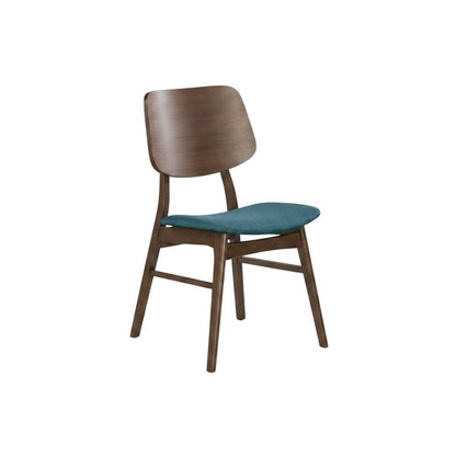 Solid Wood Corner Table Dining Set with Fabric-Upholstered Side Chairs, Teal