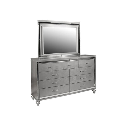 Valentine Furniture 5-Piece Solid Wood King Bedroom Set in Silver
