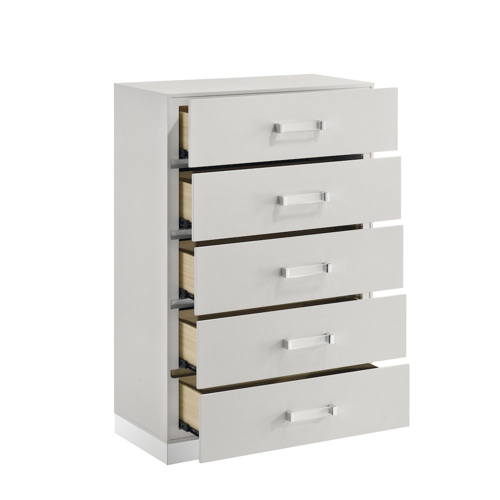 Europa 4-Piece Wood California King Bedroom Set (B/Dr/Mr/Ch), White