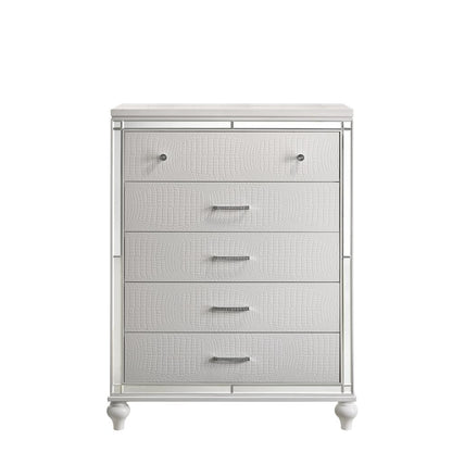 Furniture Valentine 6-Piece Solid Wood King Bedroom Set in White