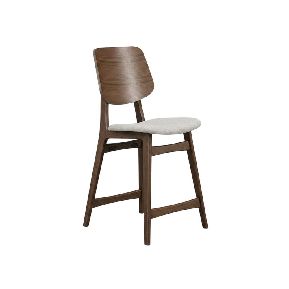 Wood Upholstered Counter Height Bar Stools for Kitchen Island, Walnut, Set of 2