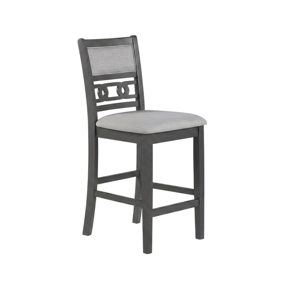 Solid Wood Counter Stools with Backs for Kitchen Island, Gray, Set of 2