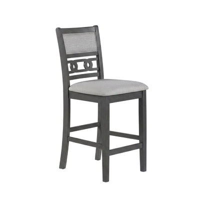 Solid Wood Counter Stools with Backs for Kitchen Island, Gray, Set of 2