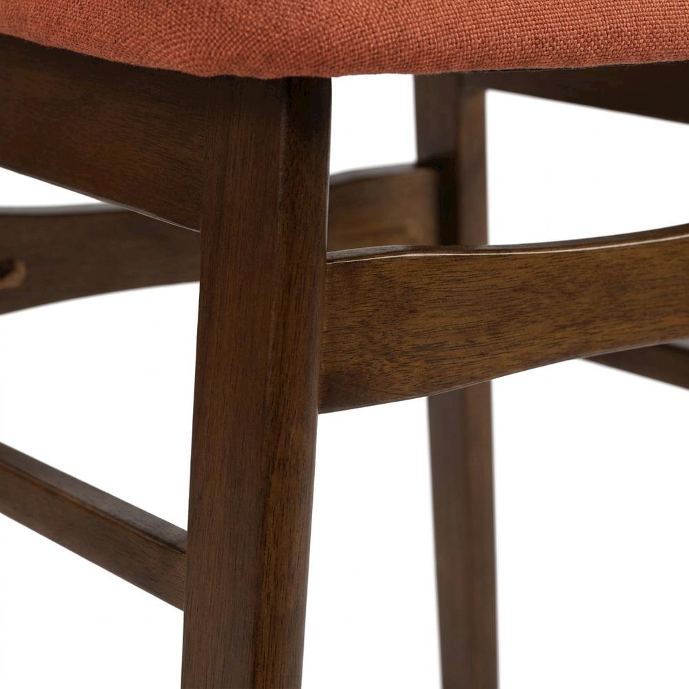 Mid-Century Modern Wood Dining Chair with Cushioned Seat, Orange, Set of 2
