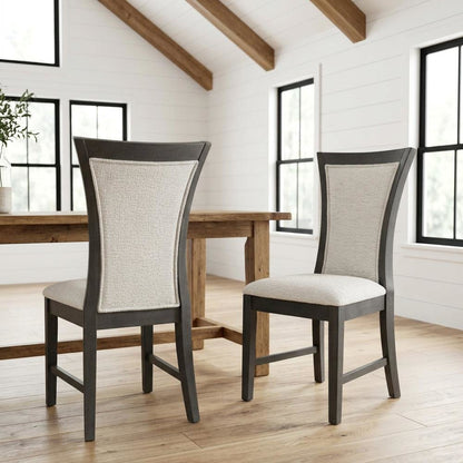Rubberwood Upholstered Dining Chair with Solid Wood Legs, Transitional