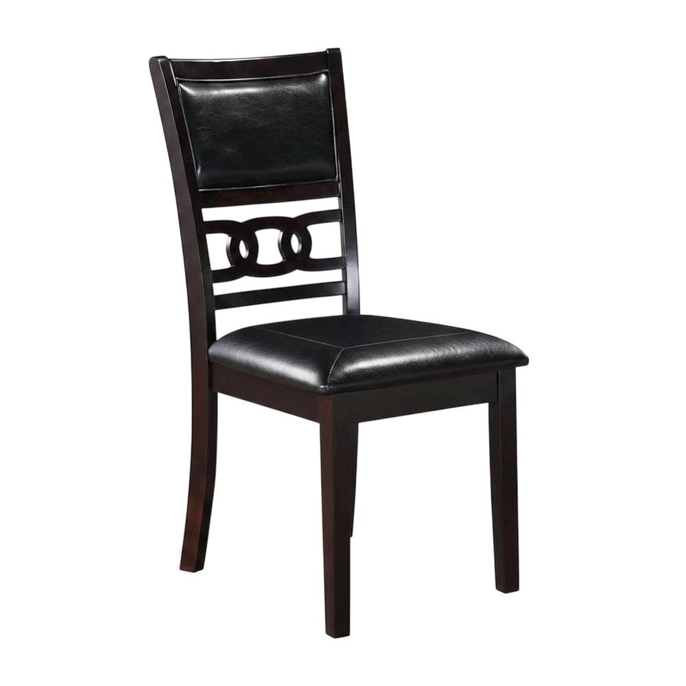 Solid Wood Upholstered Dining Chairs, Ebony, Set of 6