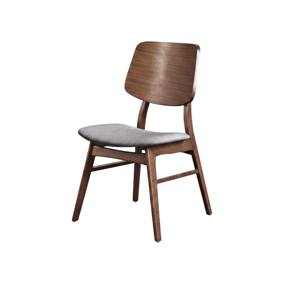 Solid Wood Upholstered Dining Chairs, Dark Gray, Set of 4