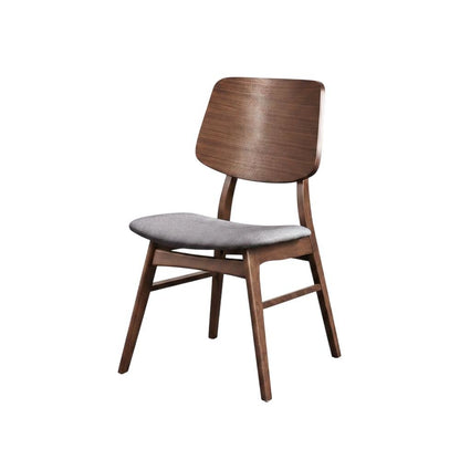 Solid Wood Upholstered Dining Chairs, Dark Gray, Set of 6