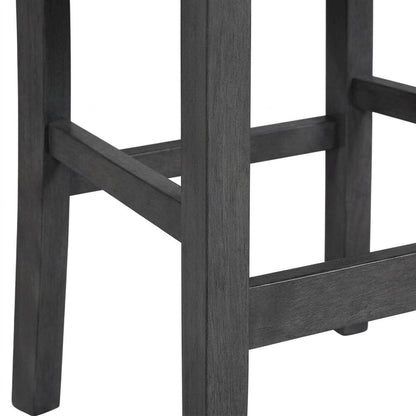 Solid Wood Counter Height Bar Stools, Upholstered Back, Gray, Set of 4