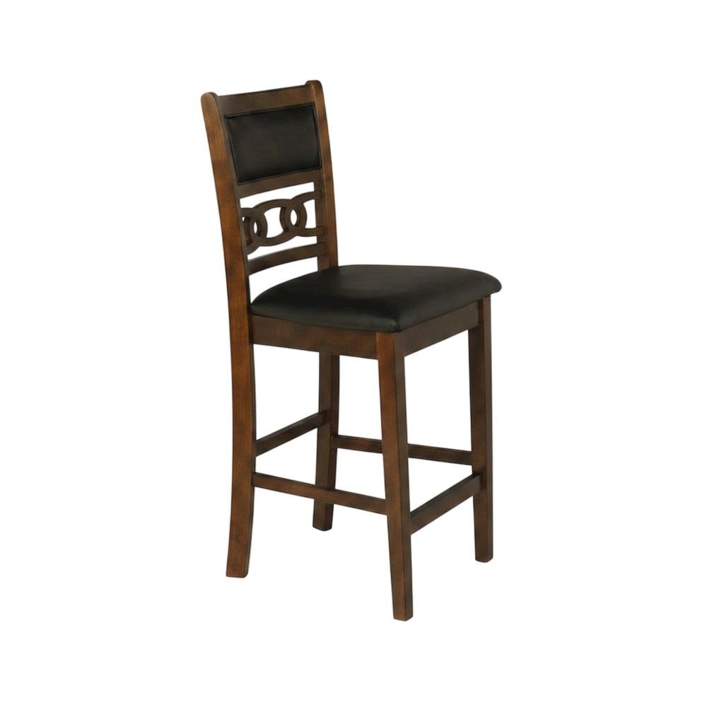 Solid Wood Upholstered Counter Height Dining Chairs, Brown, Set of 6