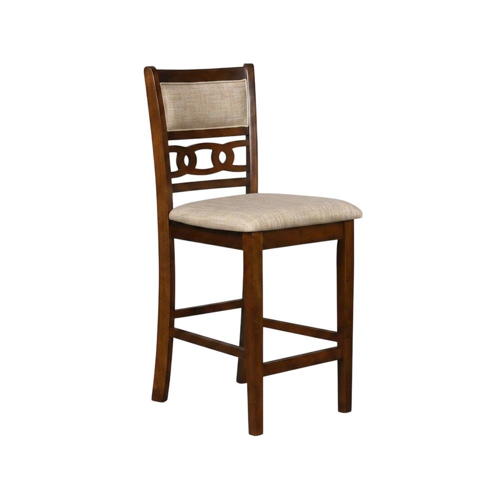 Solid Wood Upholstered Counter Height Dining Chairs, Cherry, Set of 6