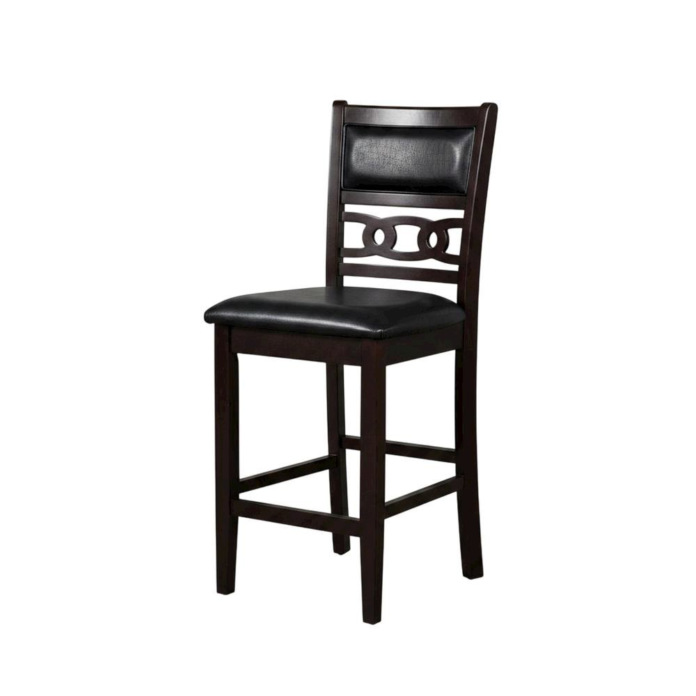 Solid Wood Upholstered Counter Height Dining Chairs, Ebony, Set of 6