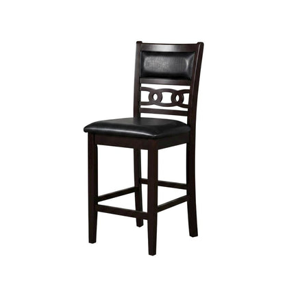Solid Wood Upholstered Counter Height Dining Chairs, Ebony, Set of 6