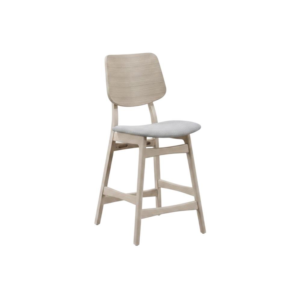 Upholstered Solid Wood Counter Height Stools with Back, Gray, Set of 4