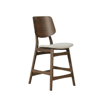 Solid Wood Upholstered Counter Height Bar Stools with Backs, Set of 6