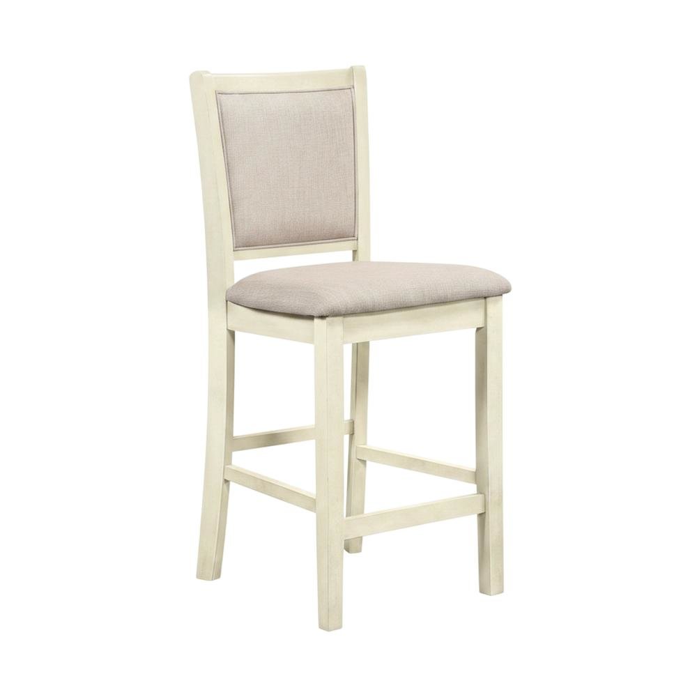 Solid Wood Counter Height Bar Stools with Polyester Upholstered Seats, Set of 4