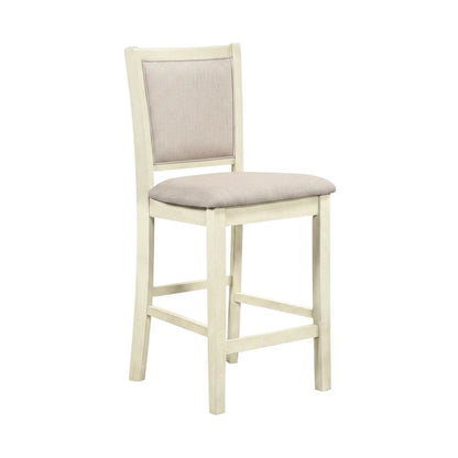 Solid Wood Counter Height Bar Stools with Polyester Upholstered Seats, Set of 4