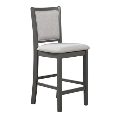 Solid Wood Counter Height Bar Stools with Polyester Upholstered Seats, Set of 6