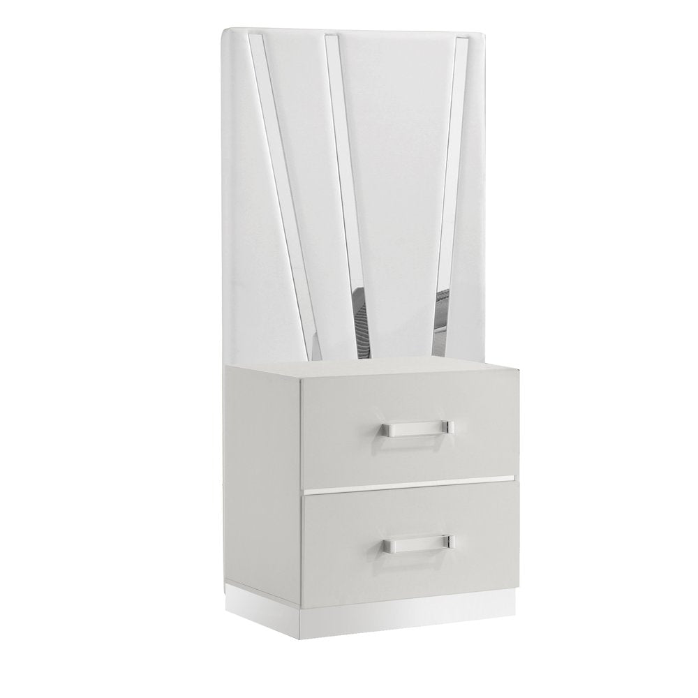 Europa Wood California King Bed with 2 Ns and Panels, White