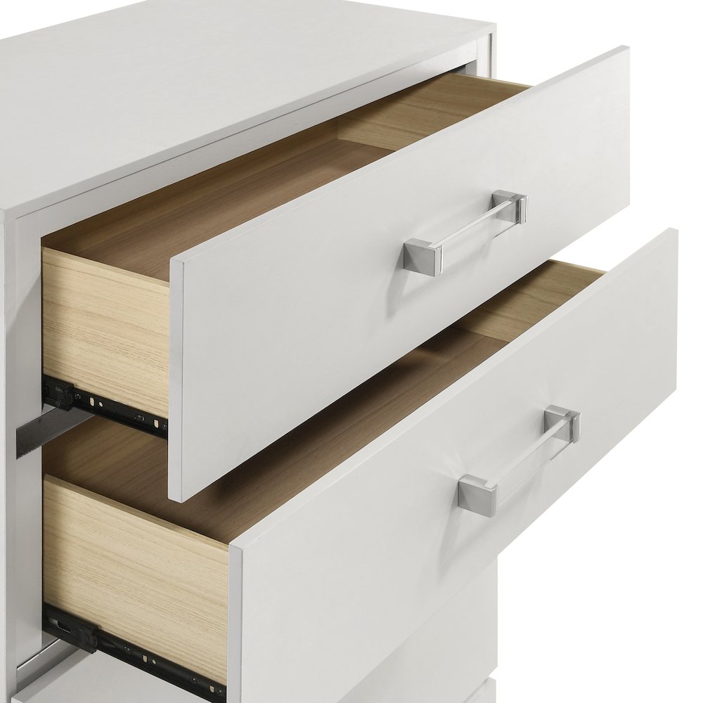 Europa 4-Piece Wood California King Bedroom Set (B/Dr/Mr/Ch), White
