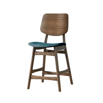 Oscar Wood Counter Chair in Walnut/Teal (Set of 2)