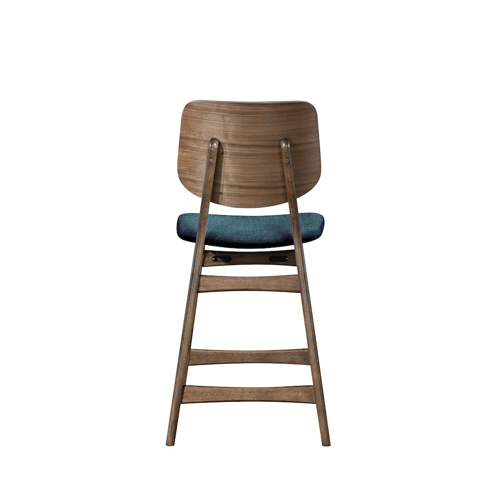 Oscar Wood Counter Chair in Walnut/Teal (Set of 2)
