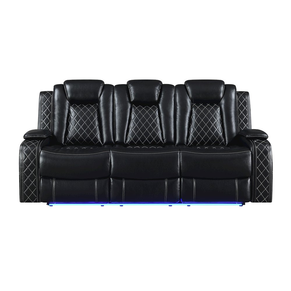 Orion II 3-Pc Faux Leather Power Sectional, Black