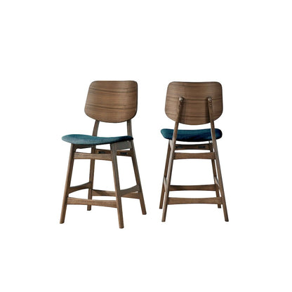Oscar Wood Counter Chair in Walnut/Teal (Set of 2)
