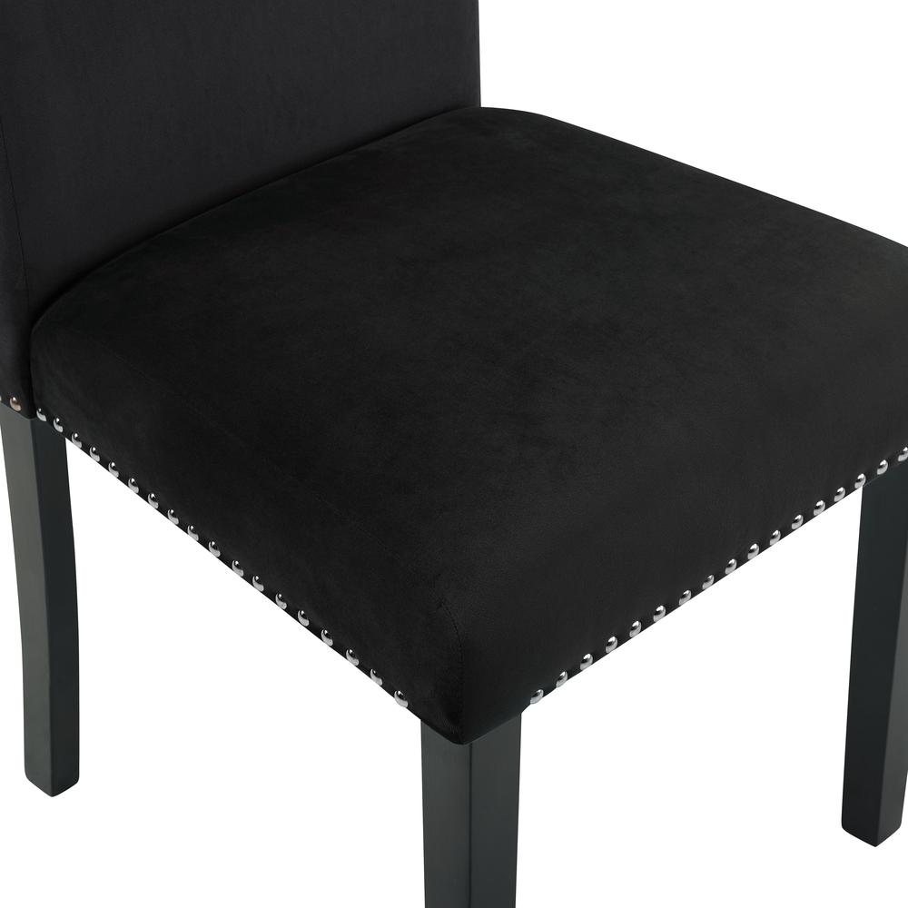 Furniture 37.75" Velvet & Wood Dining Chair in Black (Set of 2)
