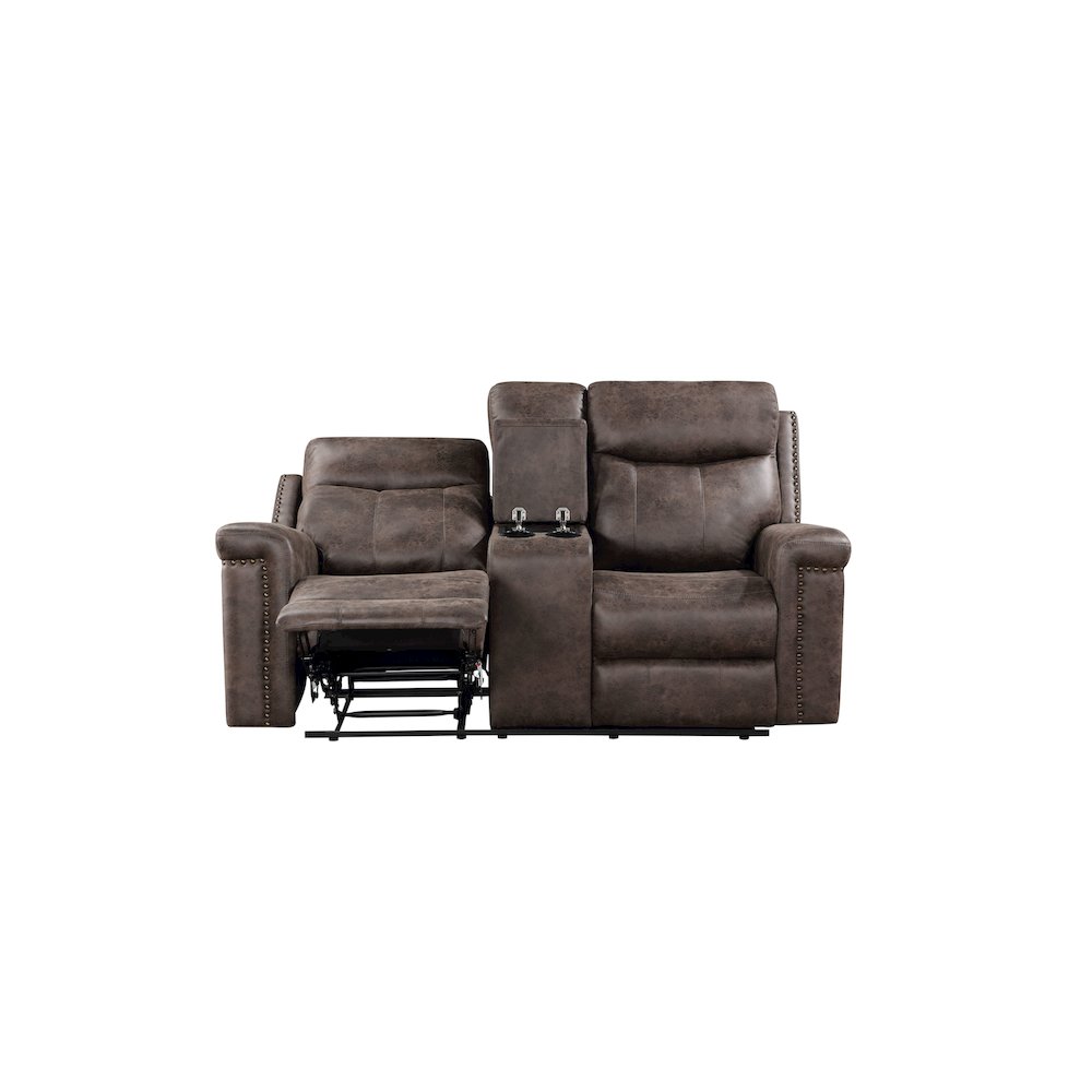 Quade 2-Piece Fabric Upholstered Manual Sofa And Loveseat Set, Mocha Brown