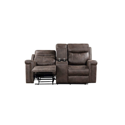 Quade 2-Piece Fabric Upholstered Manual Sofa And Loveseat Set, Mocha Brown