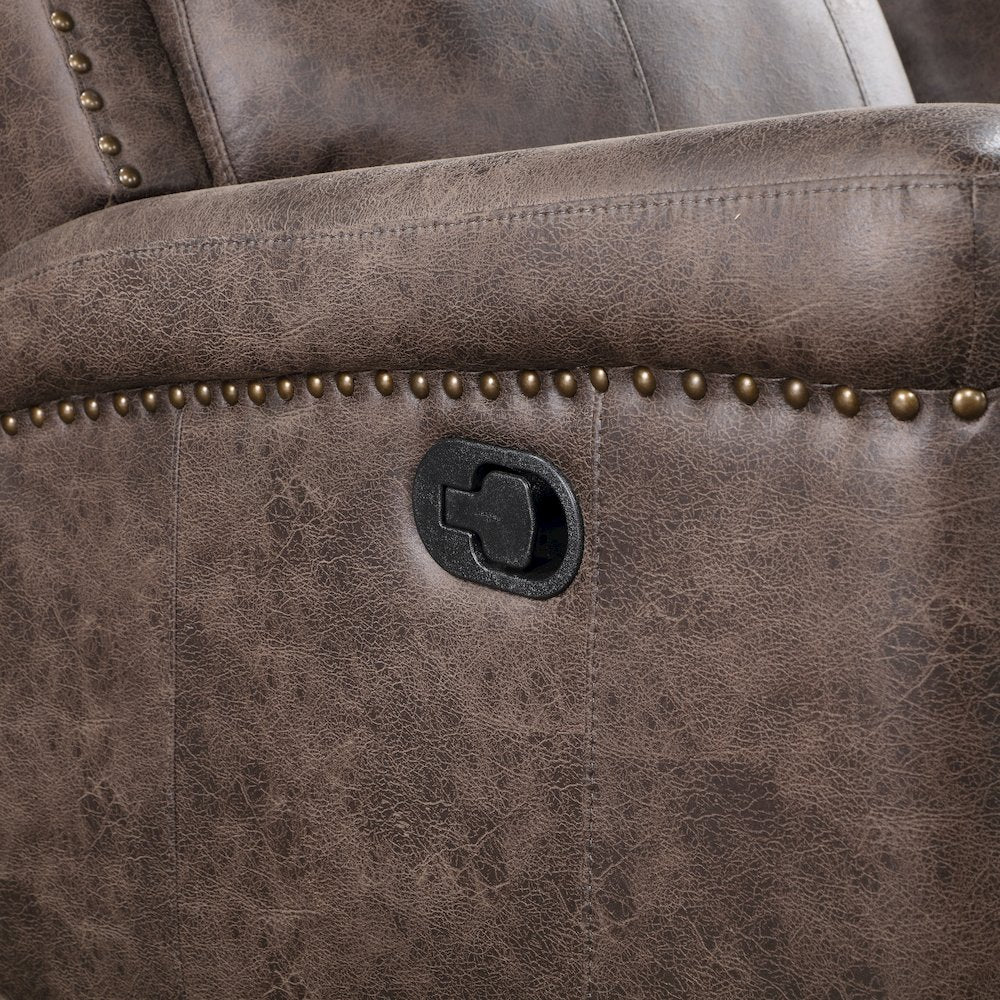 Quade 2-Piece Fabric Upholstered Manual Sofa And Loveseat Set, Mocha Brown