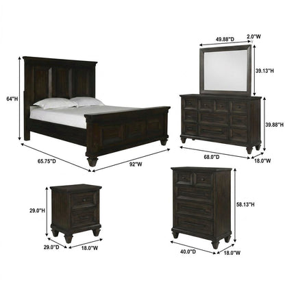 Wood Queen Bedroom Furniture Set with Dresser, Mirror, Chest, Nightstands