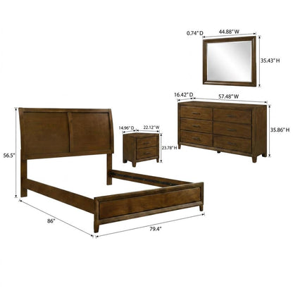Solid Wood King Bedroom Set 5-Piece with Dresser and Nightstand, Walnut