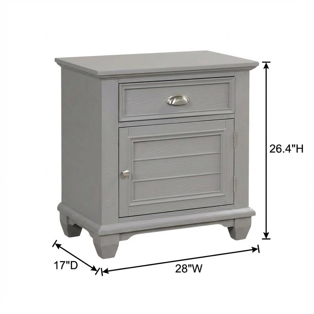 Wood Gray Nightstand with Single Drawer and Modern Design