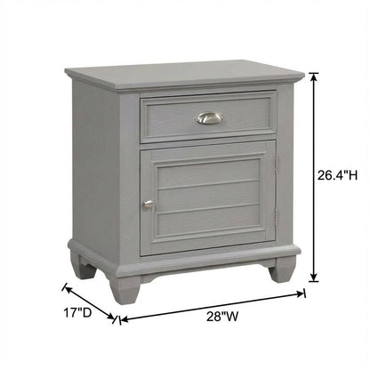 Wood Gray Nightstand with Single Drawer and Modern Design
