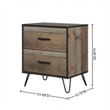 Rustic Nightstand with Black Legs and Full Extension Drawer Glide