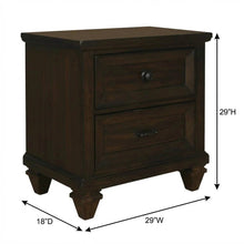 Walnut Solid Wood Nightstand with Two Drawers for Bedroom Storage
